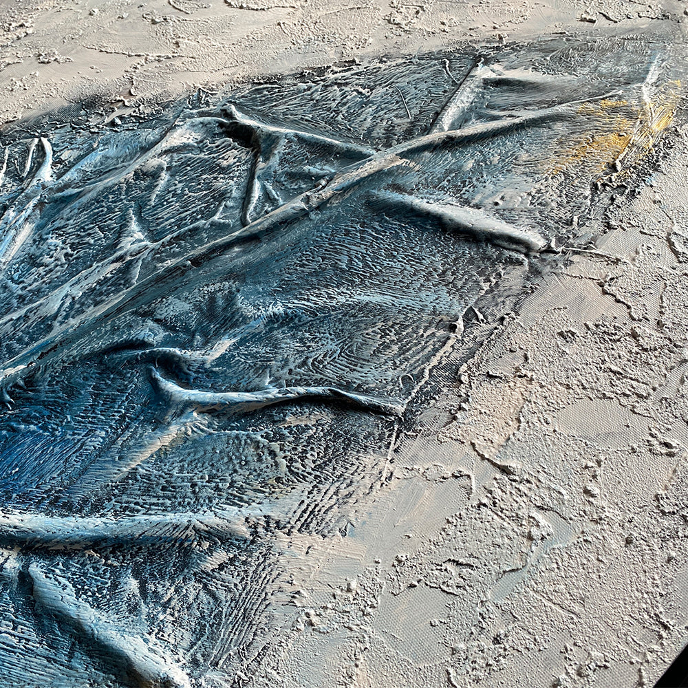 Indigo Leaf in Handmade Oil Painting