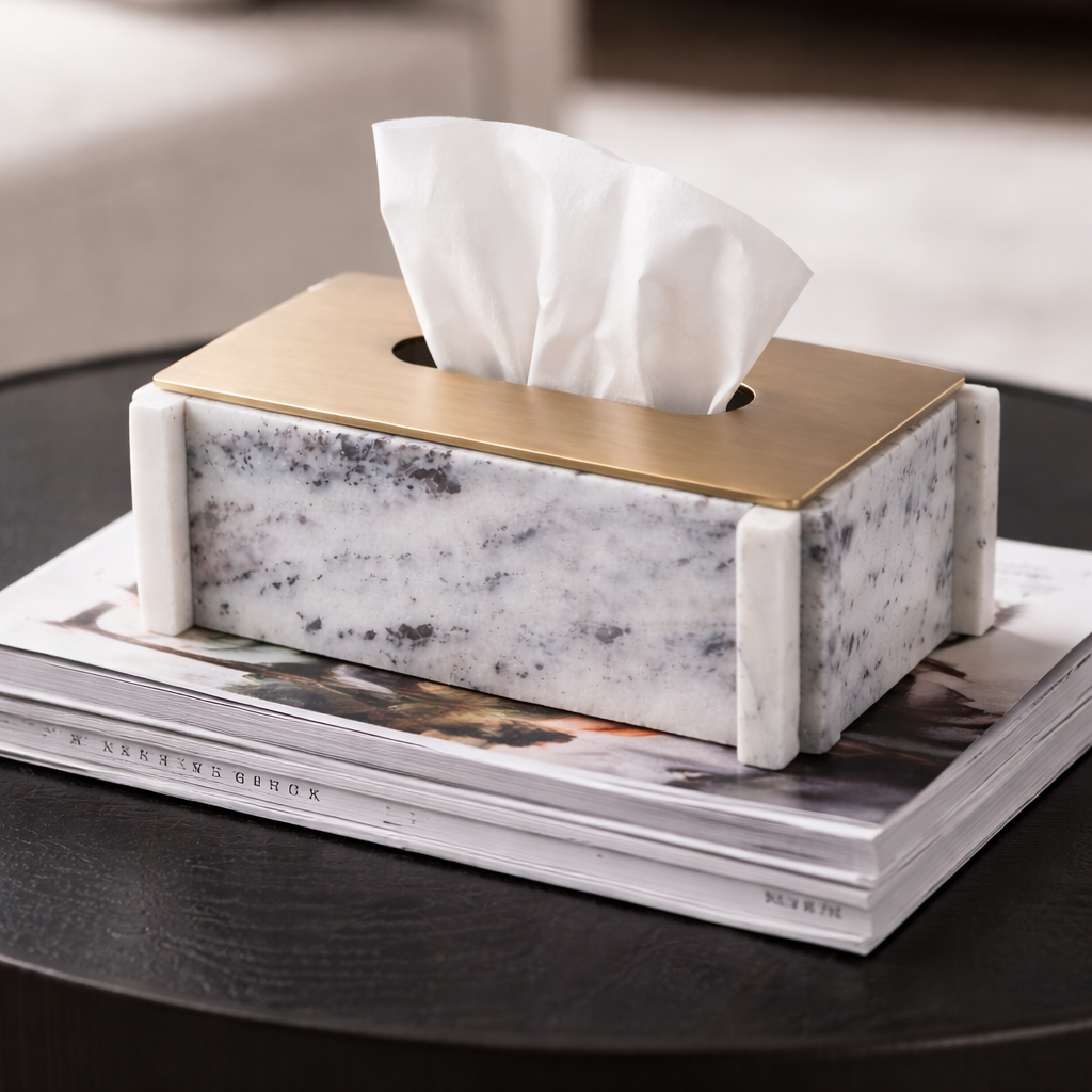 Alvor Marble Iron Tissue Box