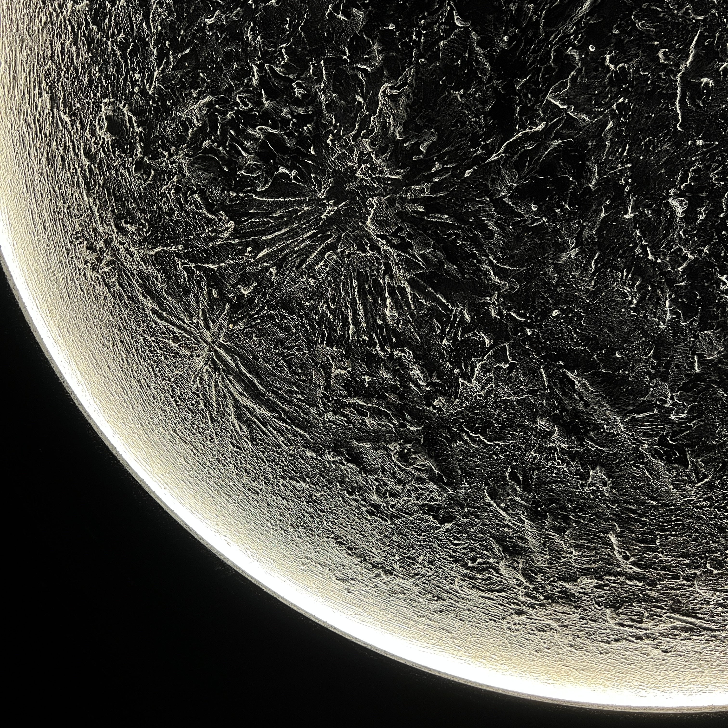 Celestial Reflections in Handmade Oil Painting with 3D Carving & LED