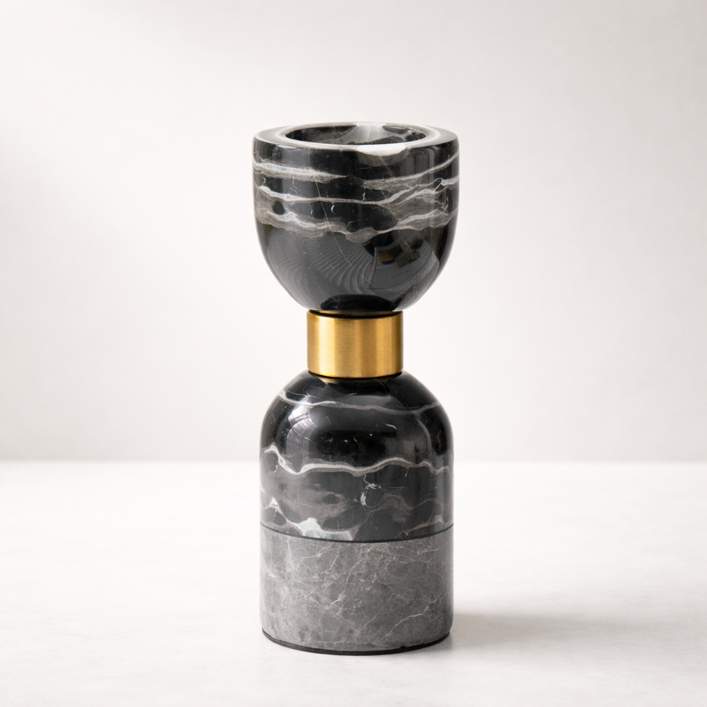 Ardent Iron Marble Candle Holder Set