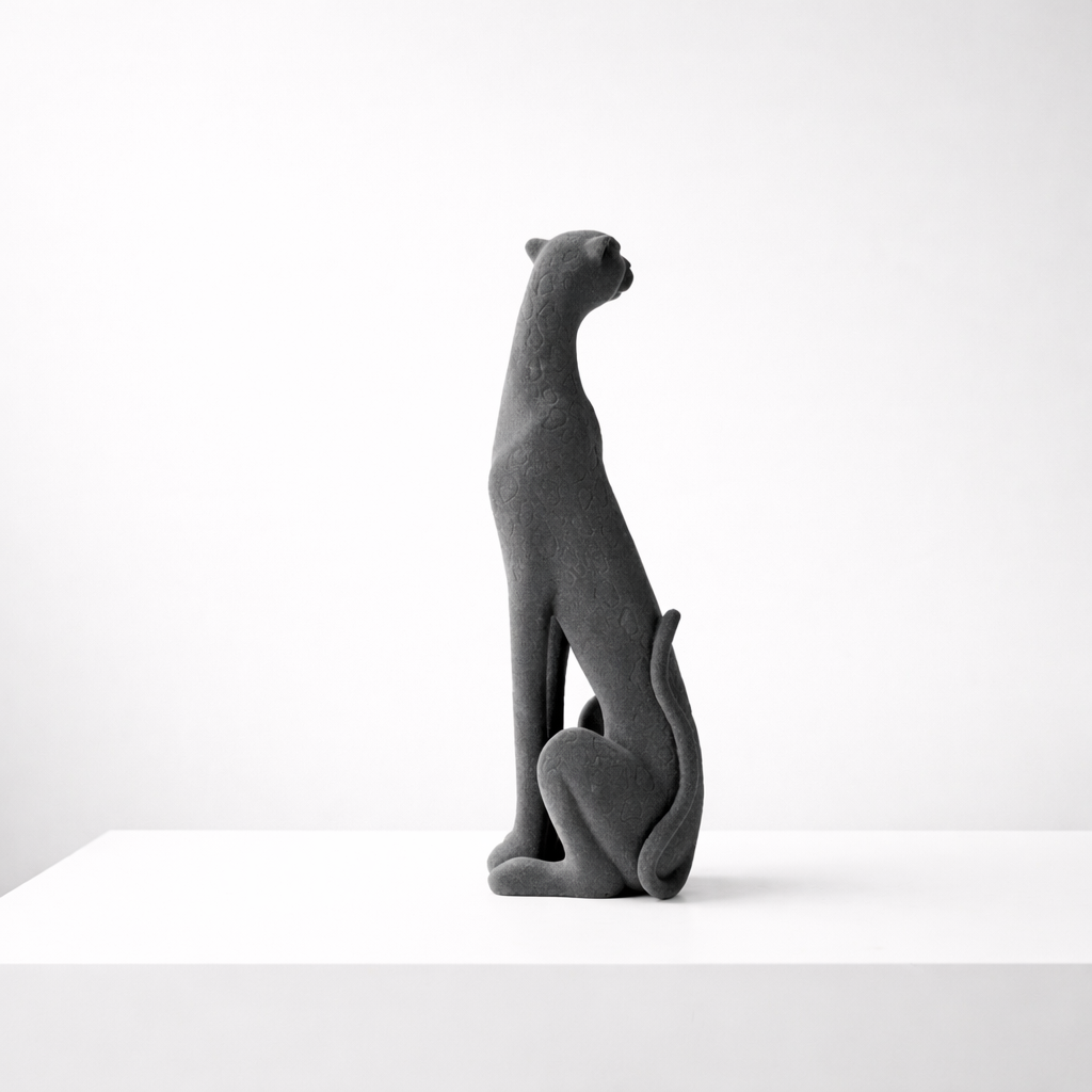 Nero Charcoal Resin Panther Statue