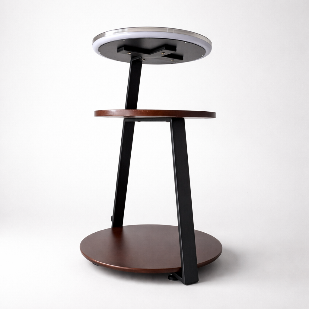 Nuvia Walnut Metal Nightstand