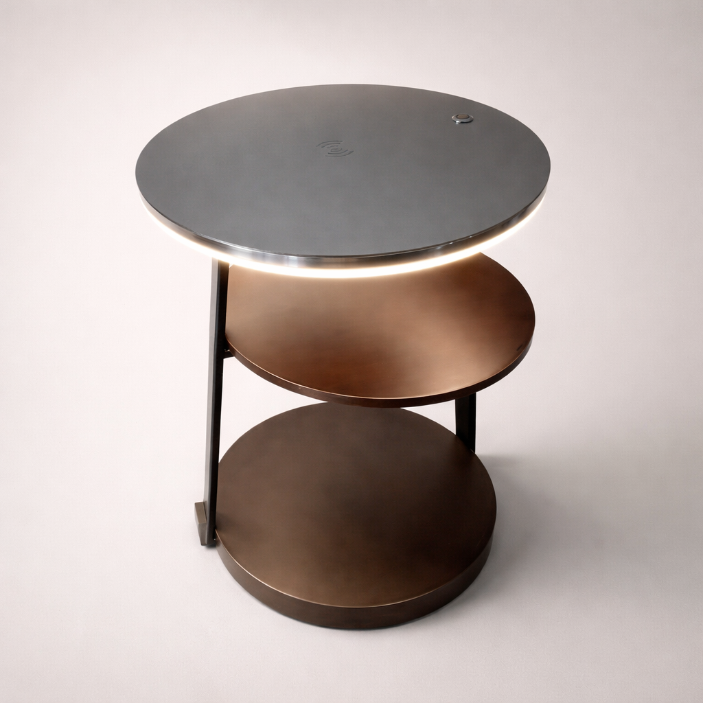 Nuvia Walnut Metal Nightstand