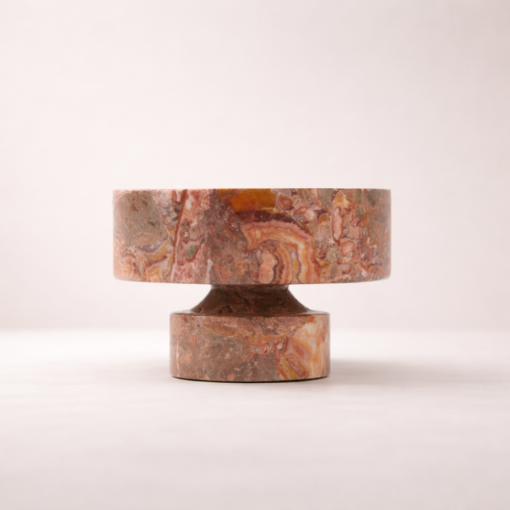 Red Marble Pedestal Bowl