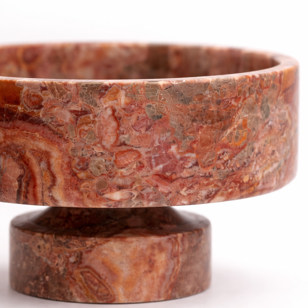 Red Marble Pedestal Bowl
