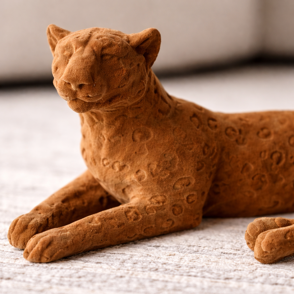 Sorrel Brown Resin Panther Sculpture