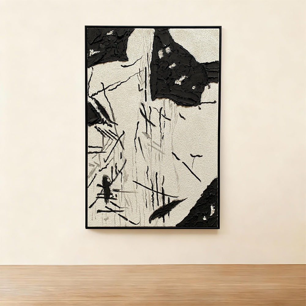 Ink Rhythm in Handmade Oil Painting