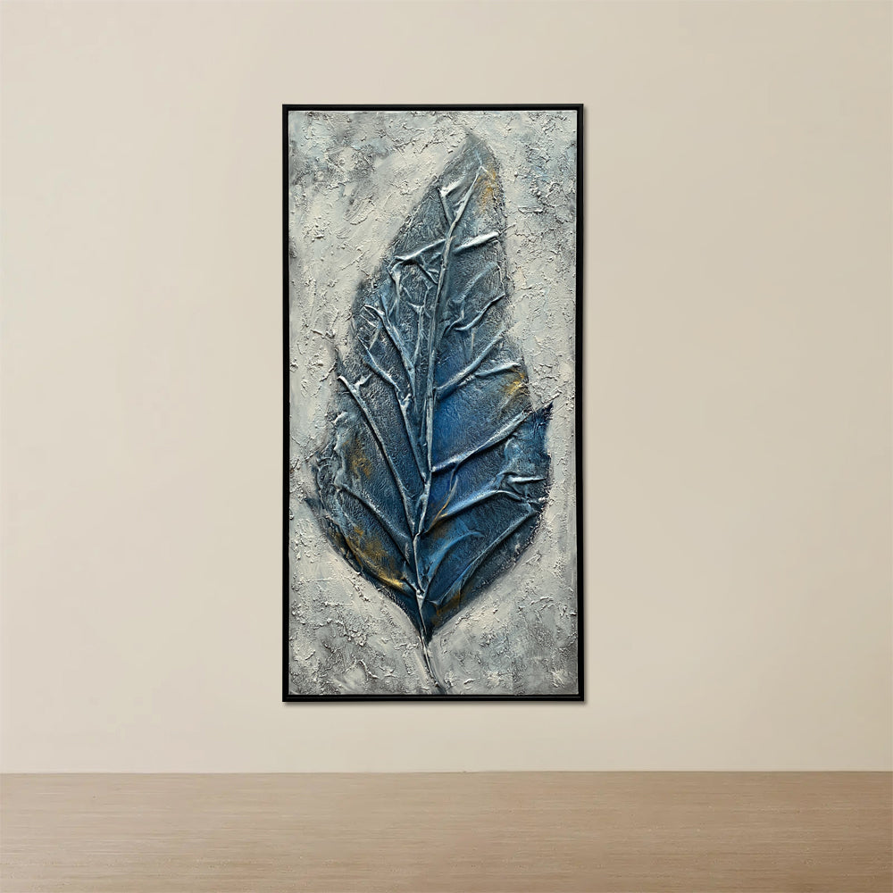 Indigo Leaf in Handmade Oil Painting