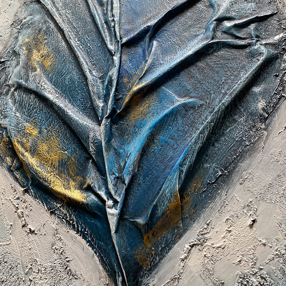 Indigo Leaf in Handmade Oil Painting