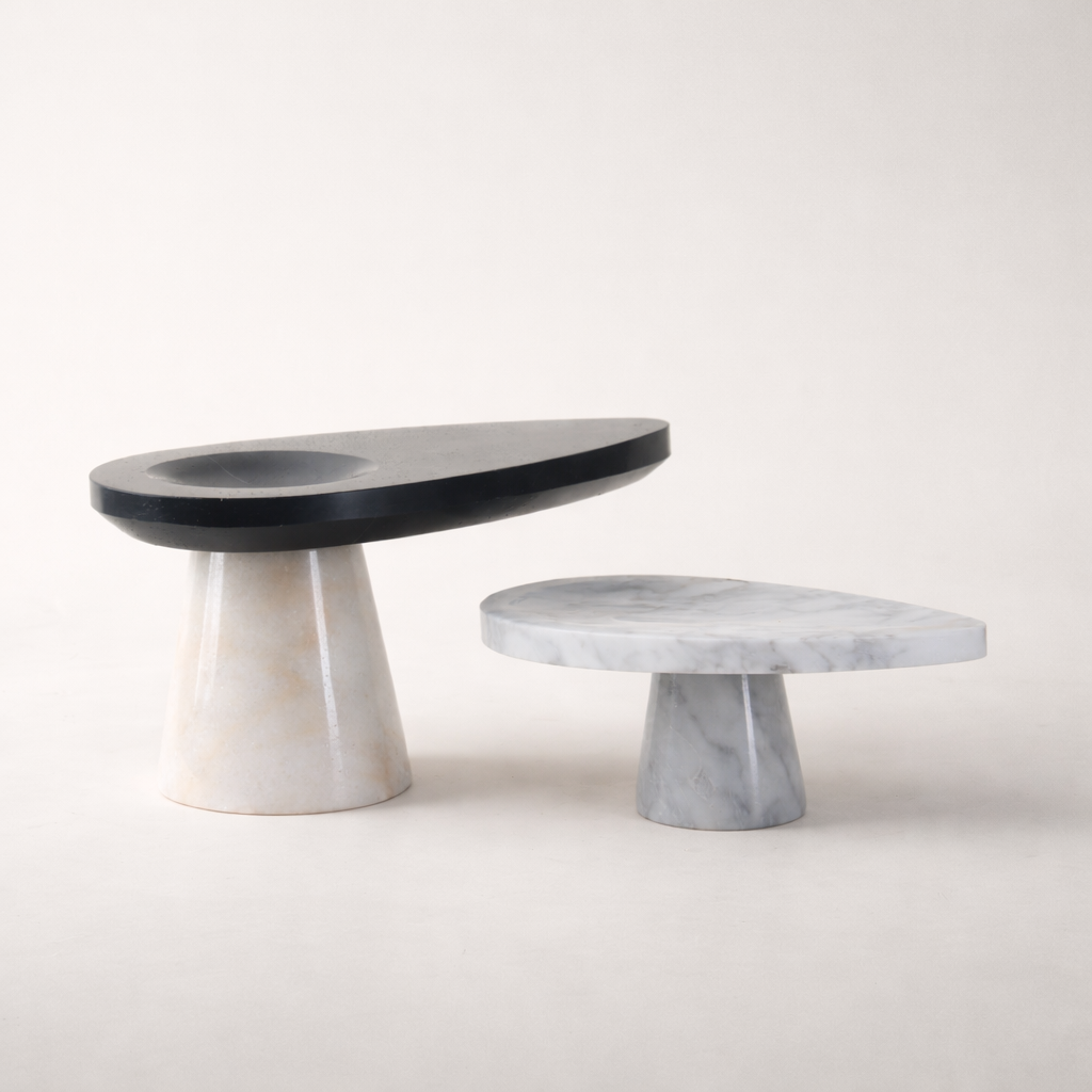 Avrix Marble Pedestal Set