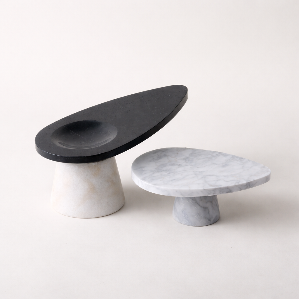 Avrix Marble Pedestal Set