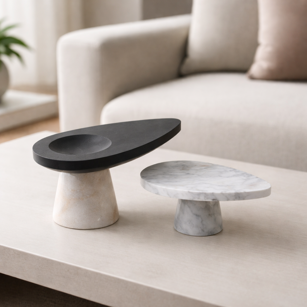 Avrix Marble Pedestal Set