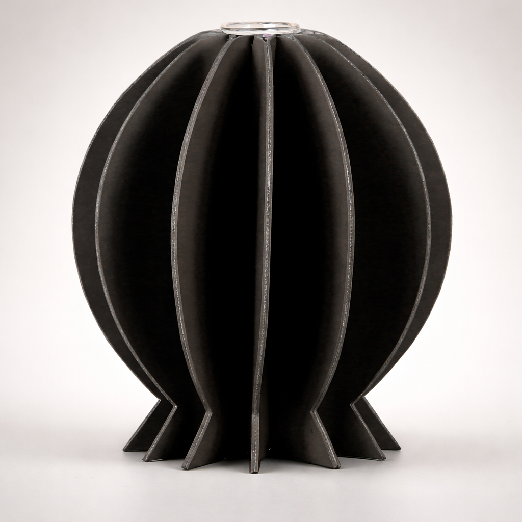 Black PU Leather Glass Vase Set