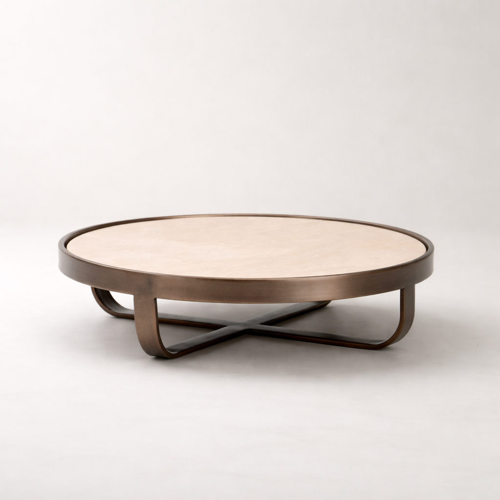 Beige Marble Stainless Steel Tray (Elevated)