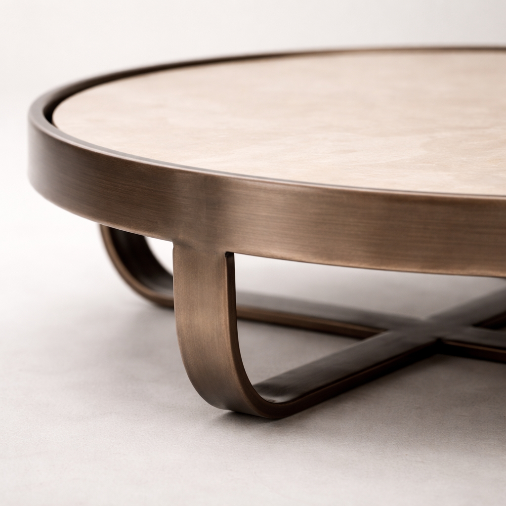 Beige Marble Stainless Steel Tray (Elevated)