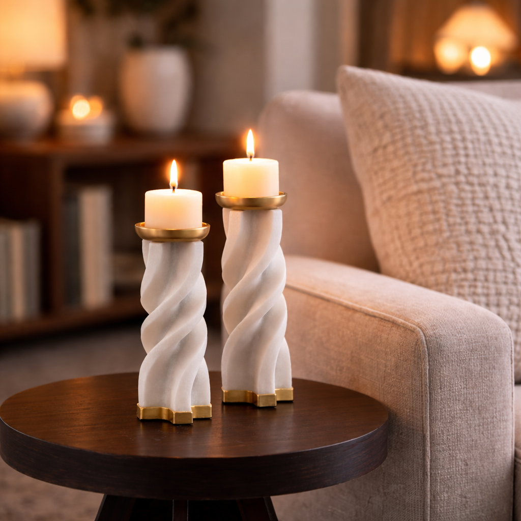 Cyris Resin  Alloy Candle Holder Set