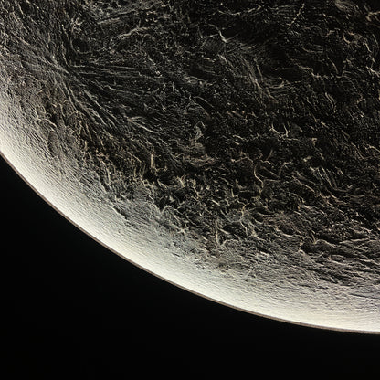 Celestial Reflections in Handmade Oil Painting with 3D Carving & LED