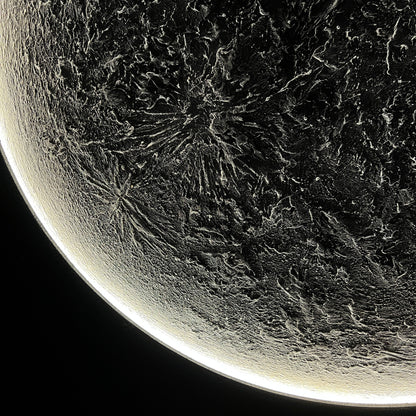 Celestial Reflections in Handmade Oil Painting with 3D Carving & LED