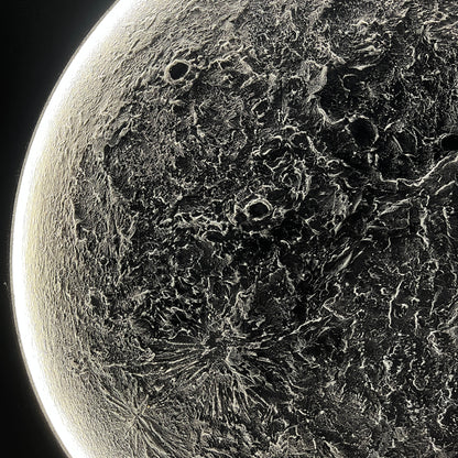 Celestial Reflections in Handmade Oil Painting with 3D Carving & LED