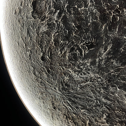 Celestial Reflections in Handmade Oil Painting with 3D Carving & LED