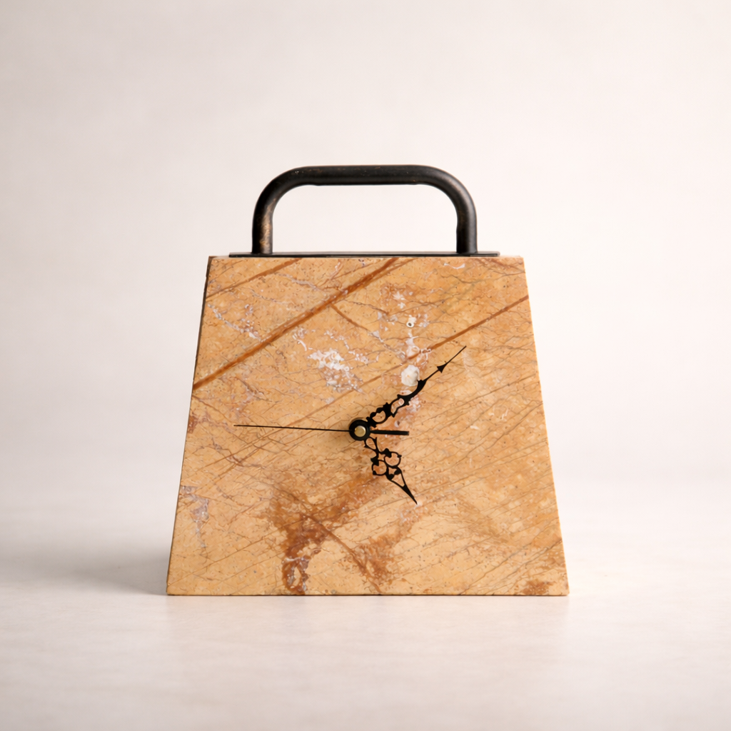 Forest Brown Marble Iron Bag Clock