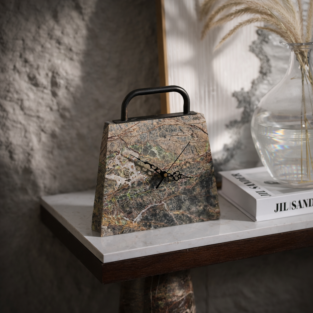 Forest Green Marble Iron Bag Clock