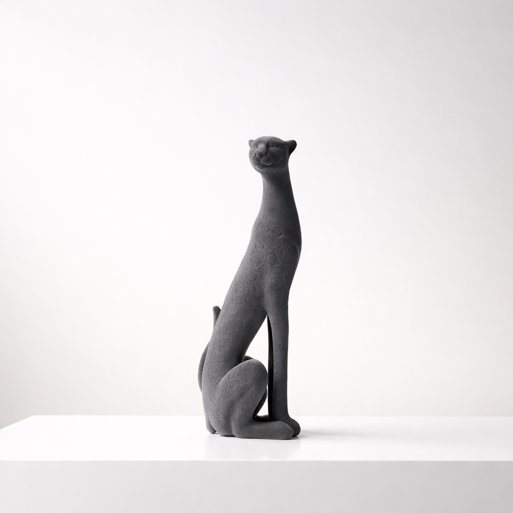 Nero Charcoal Resin Panther Statue