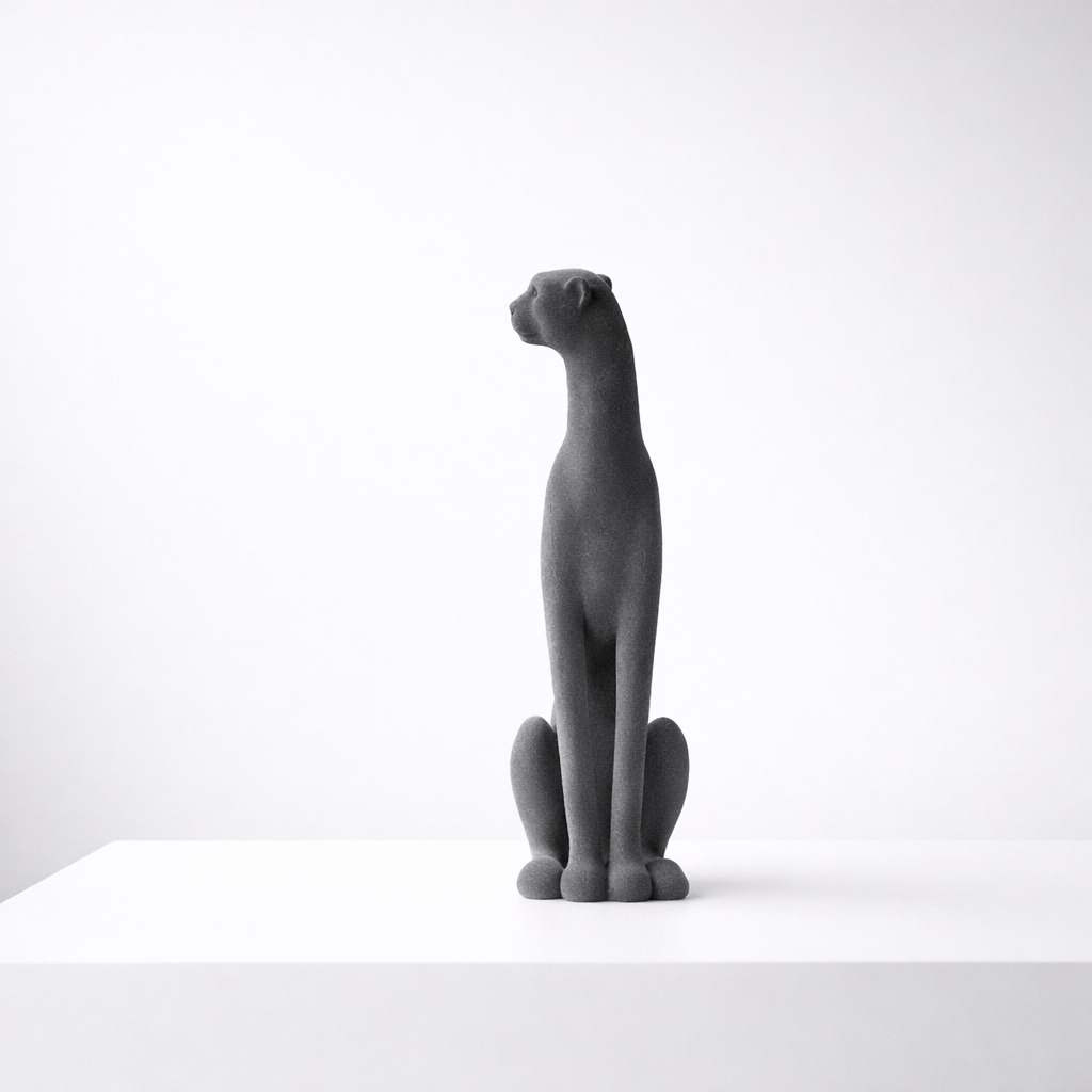 Nero Charcoal Resin Panther Statue