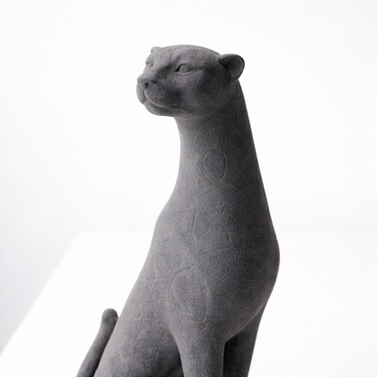 Nero Charcoal Resin Panther Statue