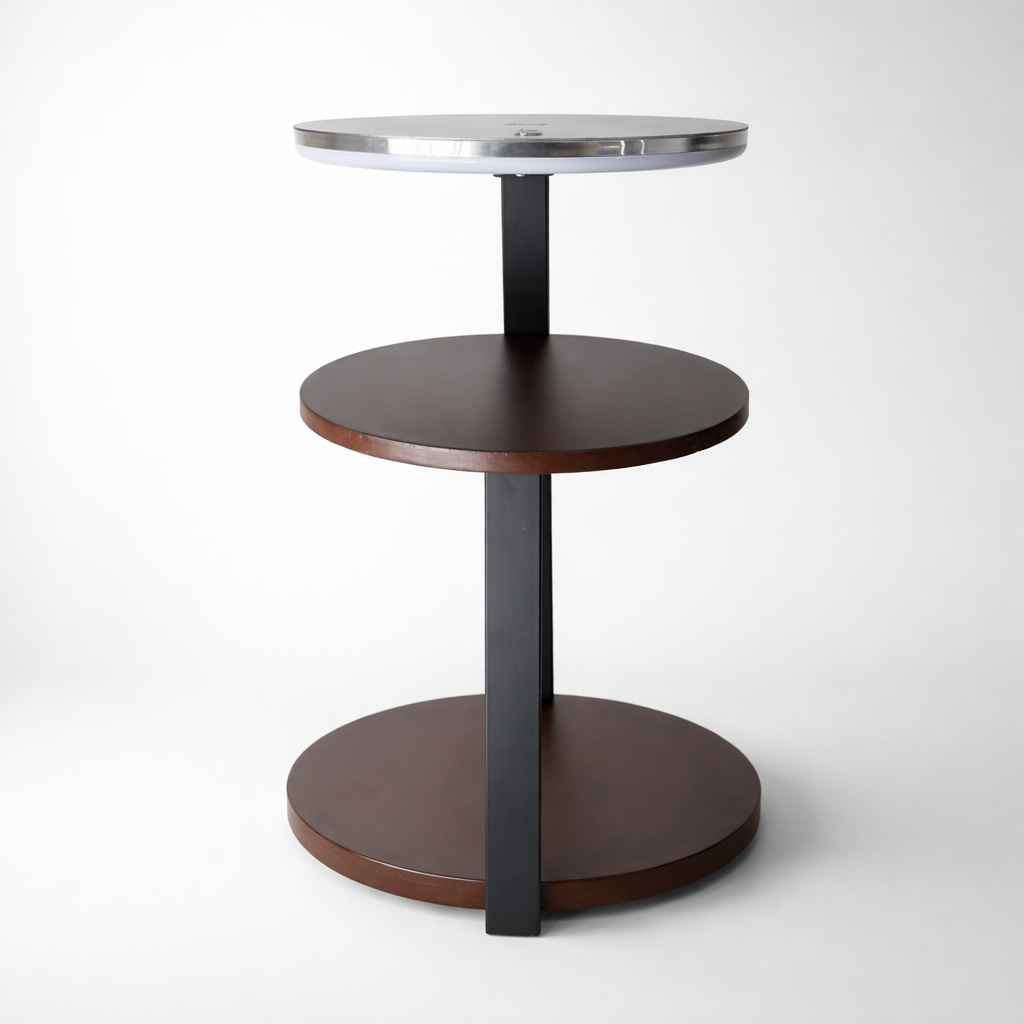 Nuvia Walnut Metal Nightstand