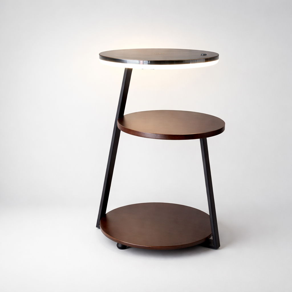 Nuvia Walnut Metal Nightstand