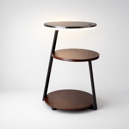 Nuvia Walnut Metal Nightstand