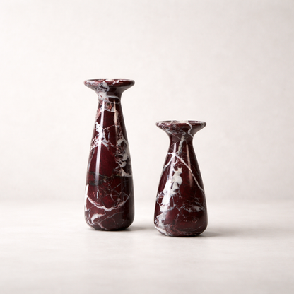 Purple Red Marble Candle Holder Set