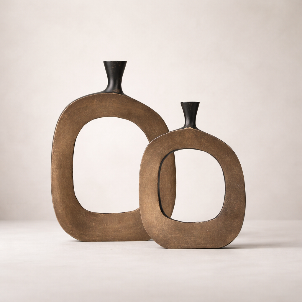 Rovian Bronze Aluminum Vase Set