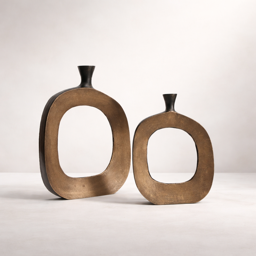 Rovian Bronze Aluminum Vase Set