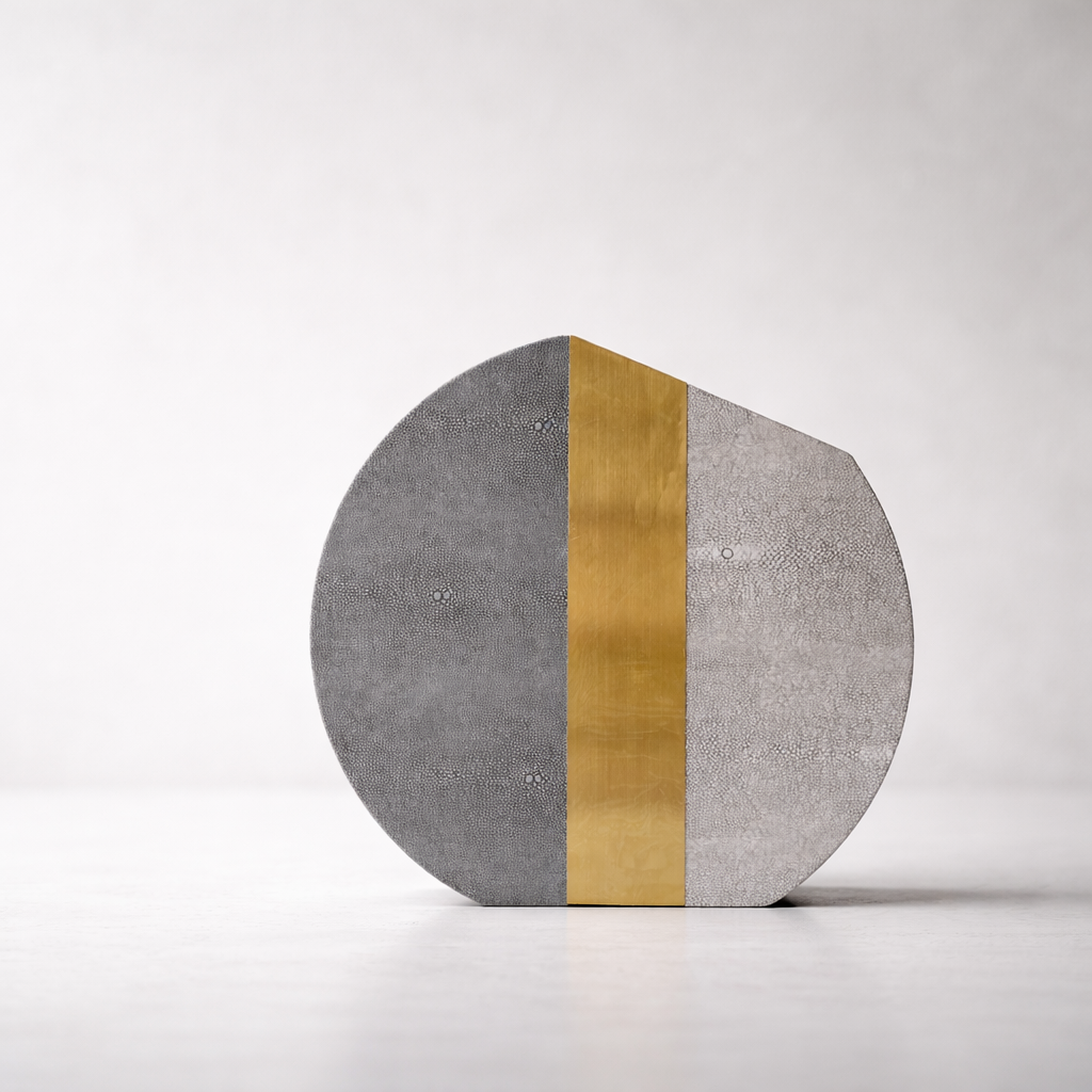 Rynel Grey & Gold Iron Leather Vase Set