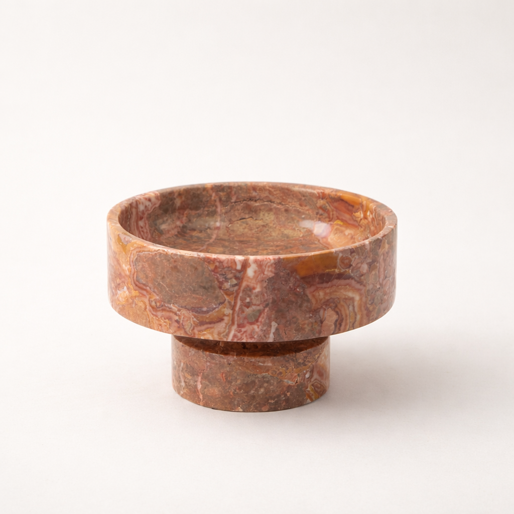 Red Marble Pedestal Bowl