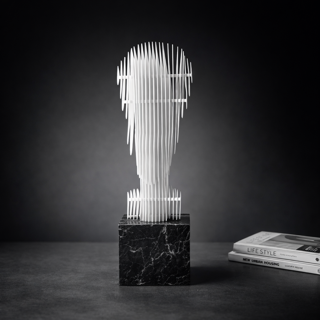 Velian White Marble & Iron Sculpture