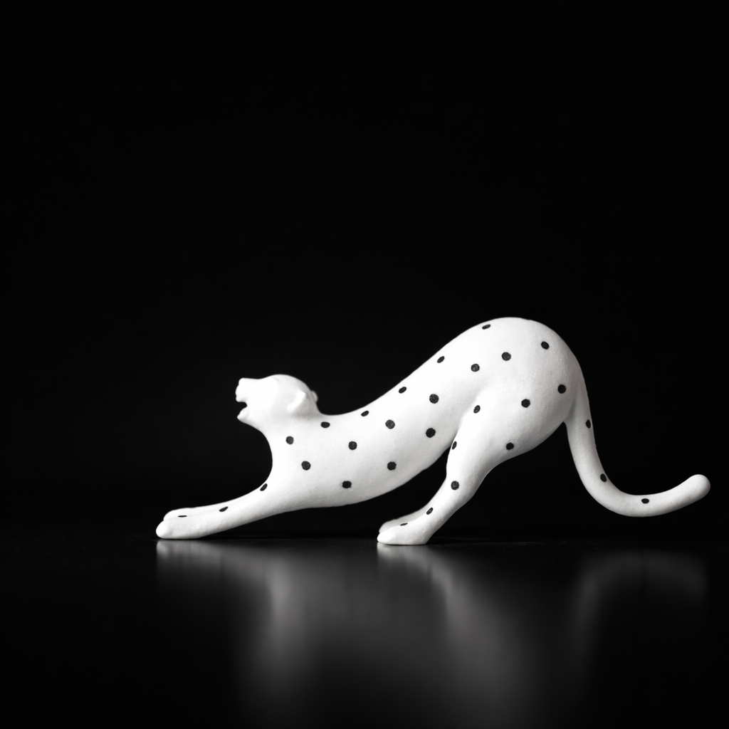 Valora White Resin Panther Sculpture