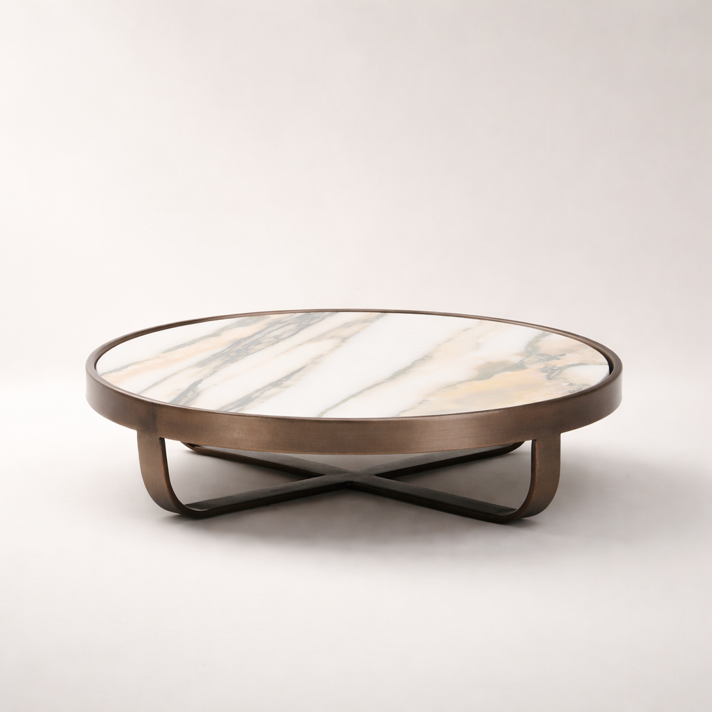 White Marble Stainless Steel Tray (Elevated)