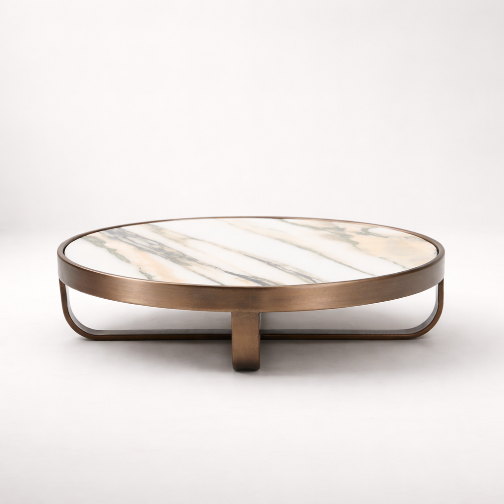 White Marble Stainless Steel Tray (Elevated)